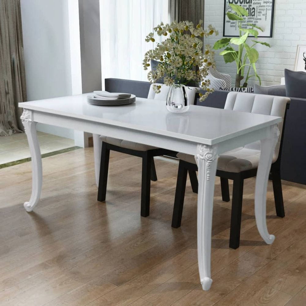 Vidaxl Jedálenský stôl 116x66x76 cm, vysoký lesk, biely